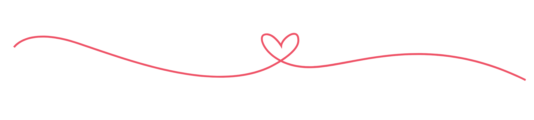 A thin, pink, curved line with a small heart in the middle, on a white background.