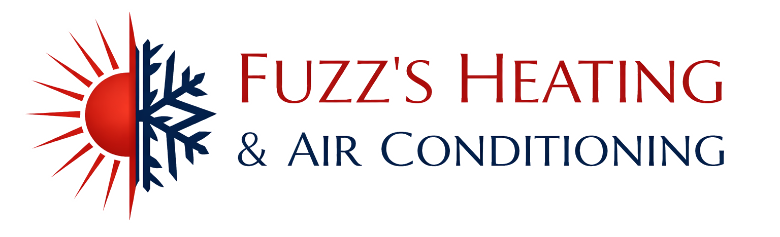 Logo for Fuzz's Heating & Air Conditioning featuring a sun and snowflake icon split down the middle.