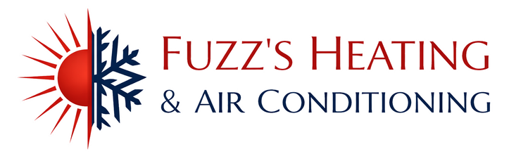Logo for Fuzz's Heating & Air Conditioning featuring a sun and snowflake icon split down the middle.