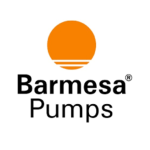 El logotipo de las bombas Barmesa es naranja y negro con un sol en el medio.