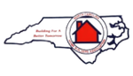 A map of north carolina with a red house in the middle.