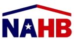 The nahb logo is a red , white and blue house with a star on the roof.