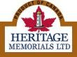 Logo for Heritage Memorials Ltd, featuring a red maple leaf with a lighthouse,