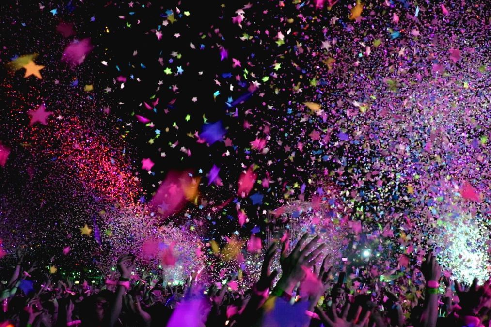 Event with confetti in Exeter.