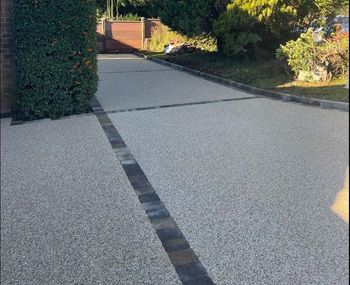 Resin patio installation in Exeter.