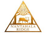 Golden Nantahala Ridge logo with triangle, sunburst, deer, and river scene