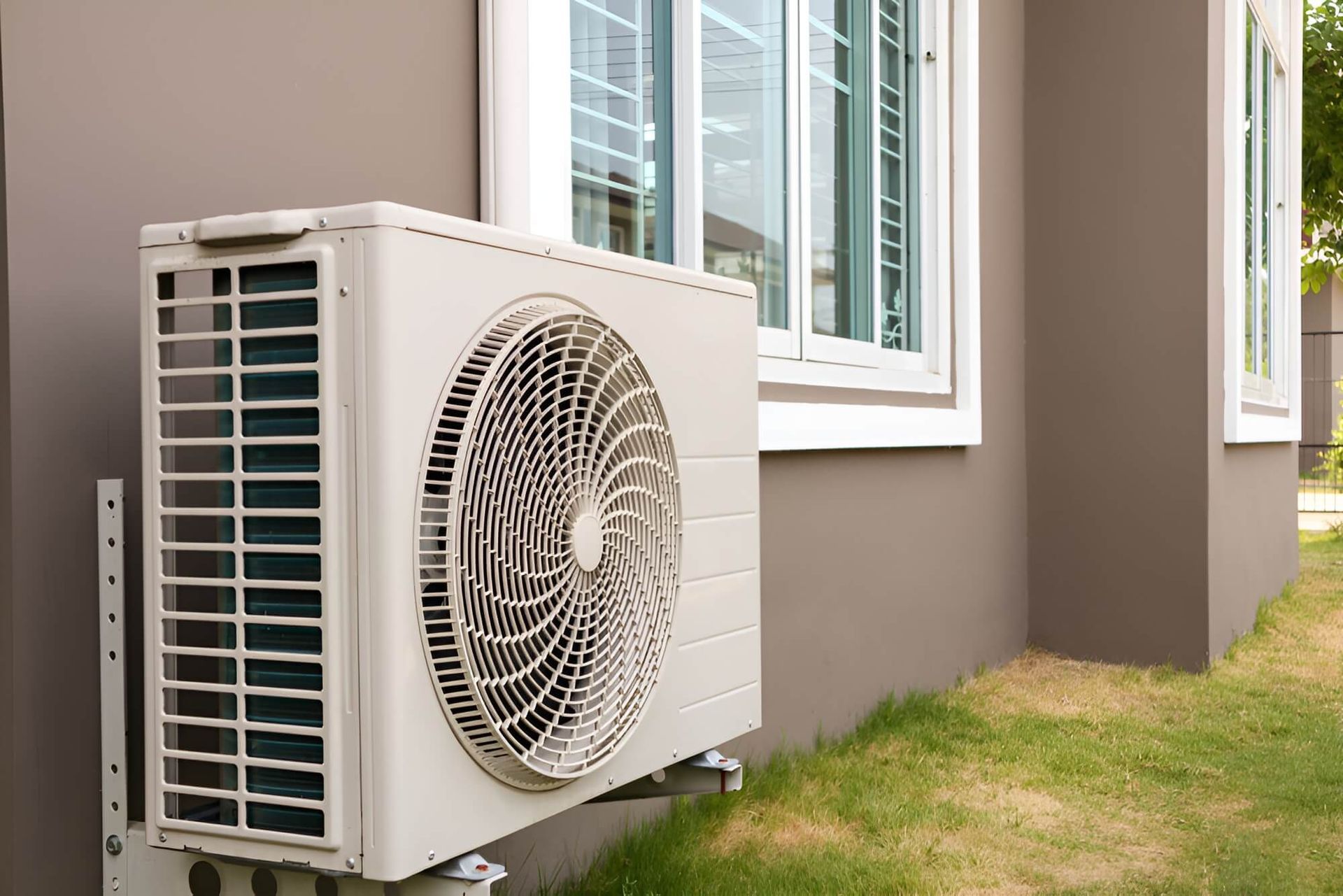 Air Conditioner Mounted on House Wall Near Window — DMC Electrical & Air Cooling Pty Ltd in Charters Tower, QLD
