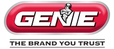 The Genie logo featuring white text and a figure with crossed arms on a red oval background, above the text