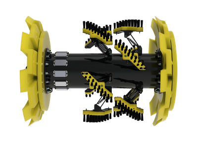 Custom pipeline cleaning pig with brushes and magnets configuration by Enduro