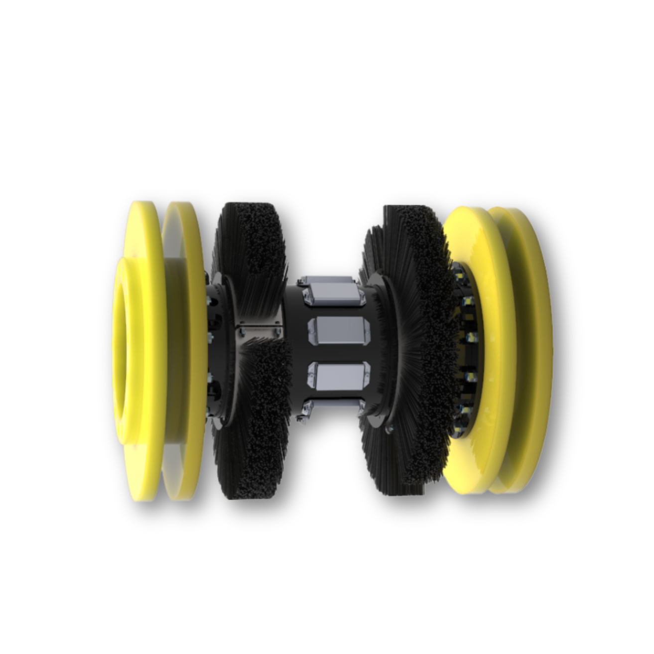 bi-directional pipeline cleaning pig with brushes and discs