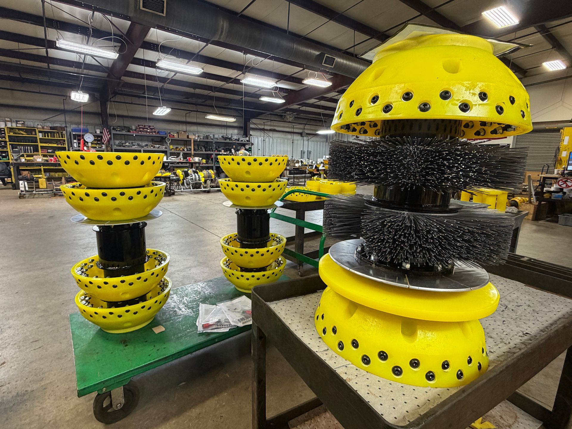 Aggressive cleaning pigs with studded cups. 
