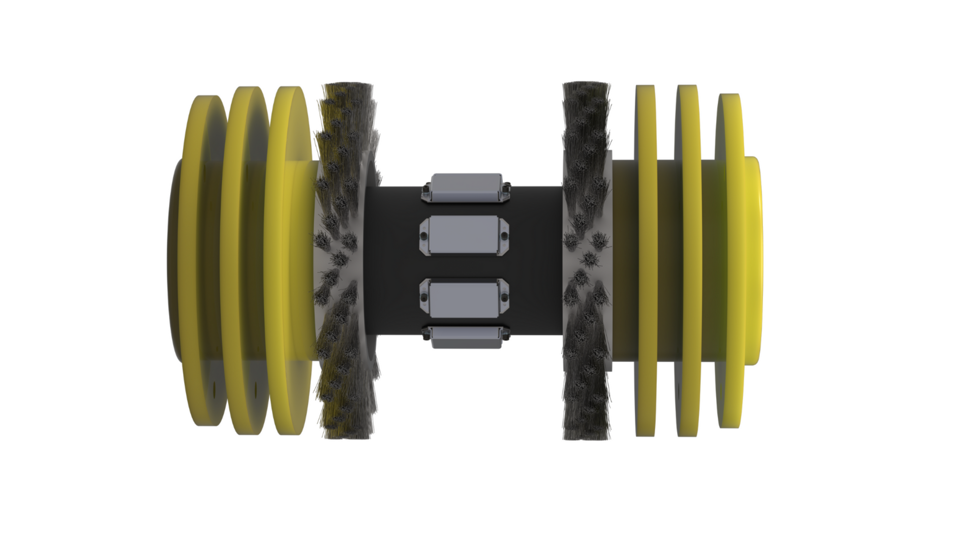 bi-directional pipeline cleaning pig with brushes and discs