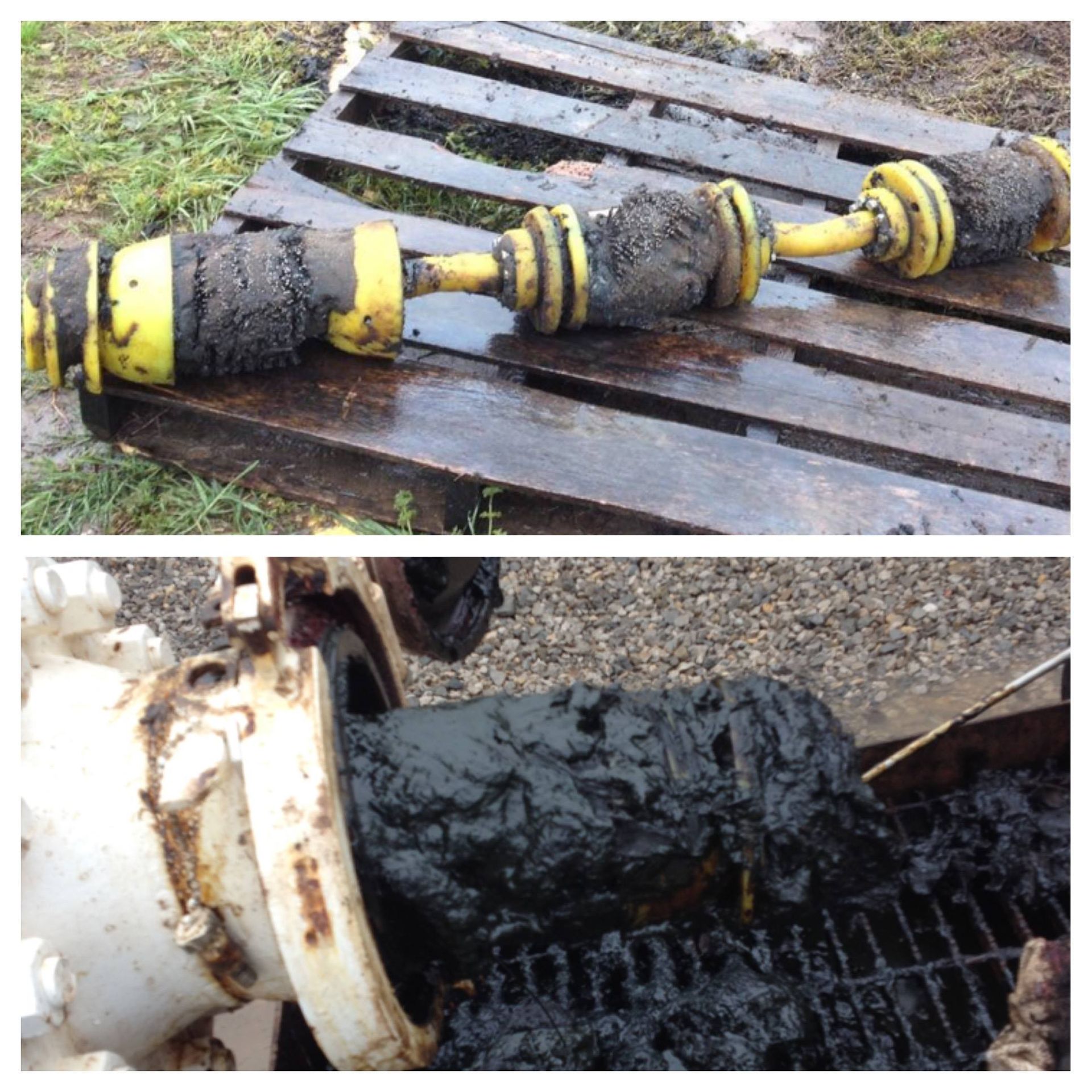 Enduro cleaning pig train with urethane cups cleaning a pipeline. 
