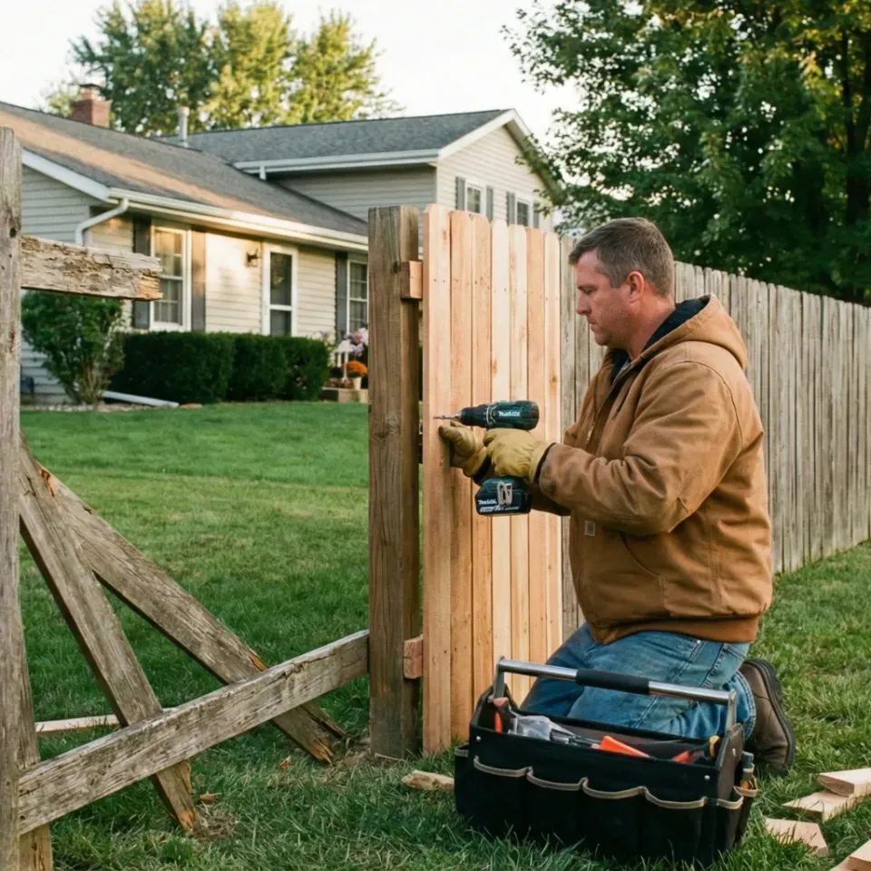 Custom wood fence Cypress installation with Western Red Cedar boards