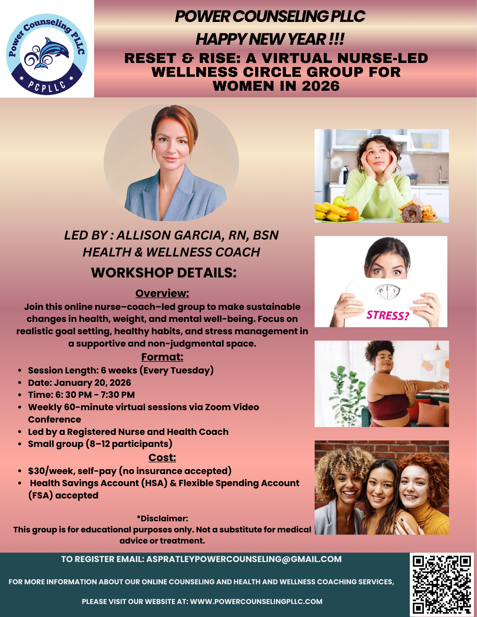 Flyer for Power Counseling PLC's 