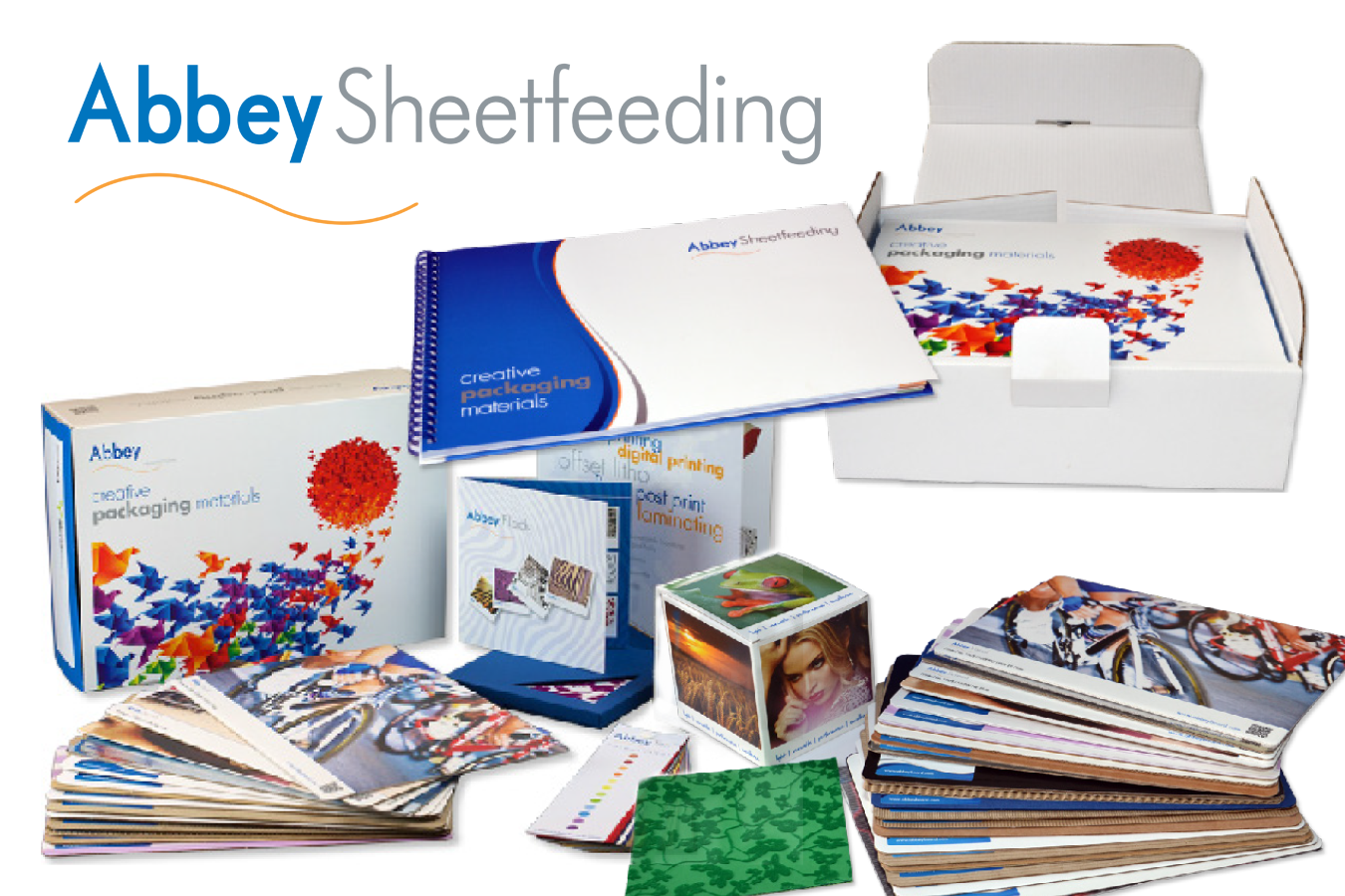 A box of abbey sheetfeeding sits on a table