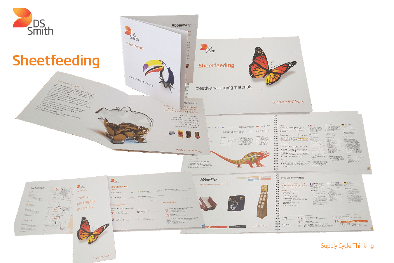 A book titled sheetfeeding with pictures of butterflies and lizards