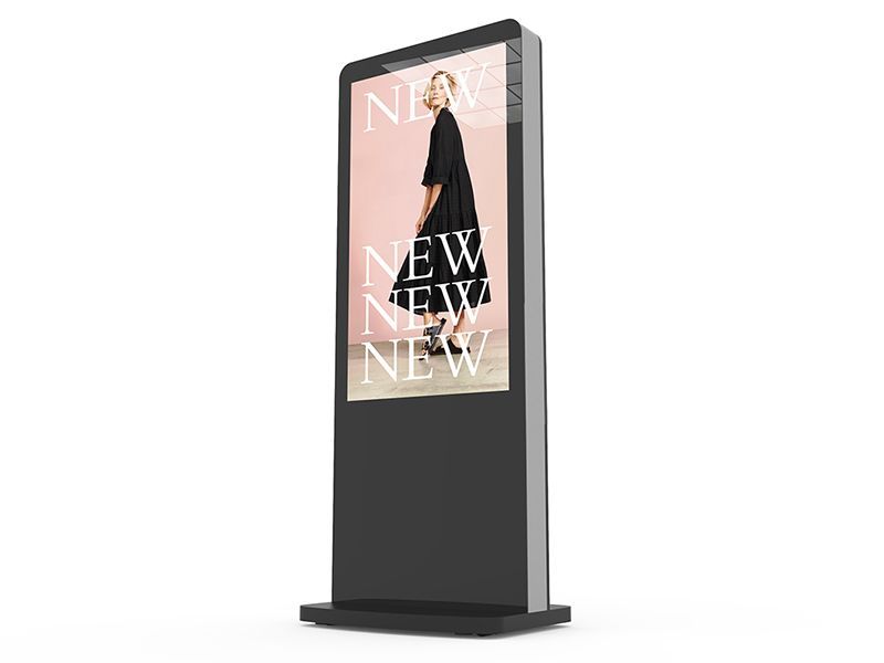 A digital sign with a picture of a woman on it.