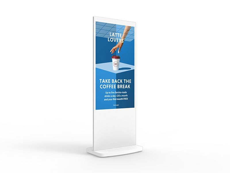 A digital sign that says take back the coffee break on it.