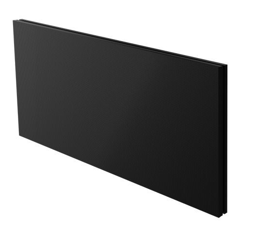 A black rectangle is sitting on top of a white surface.