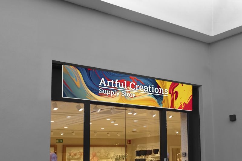A store front with a sign that says artful creations supply store.