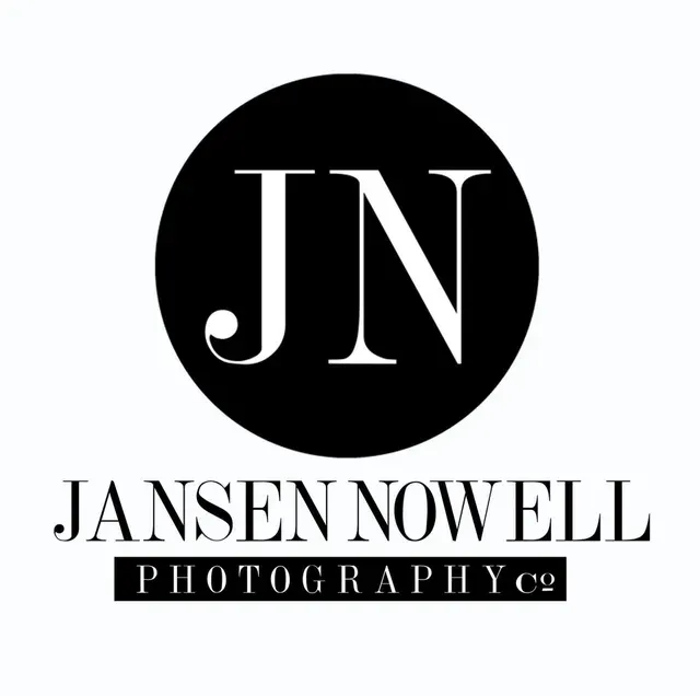 Logo for Jansen Nowell Photography Co featuring a black circle with white