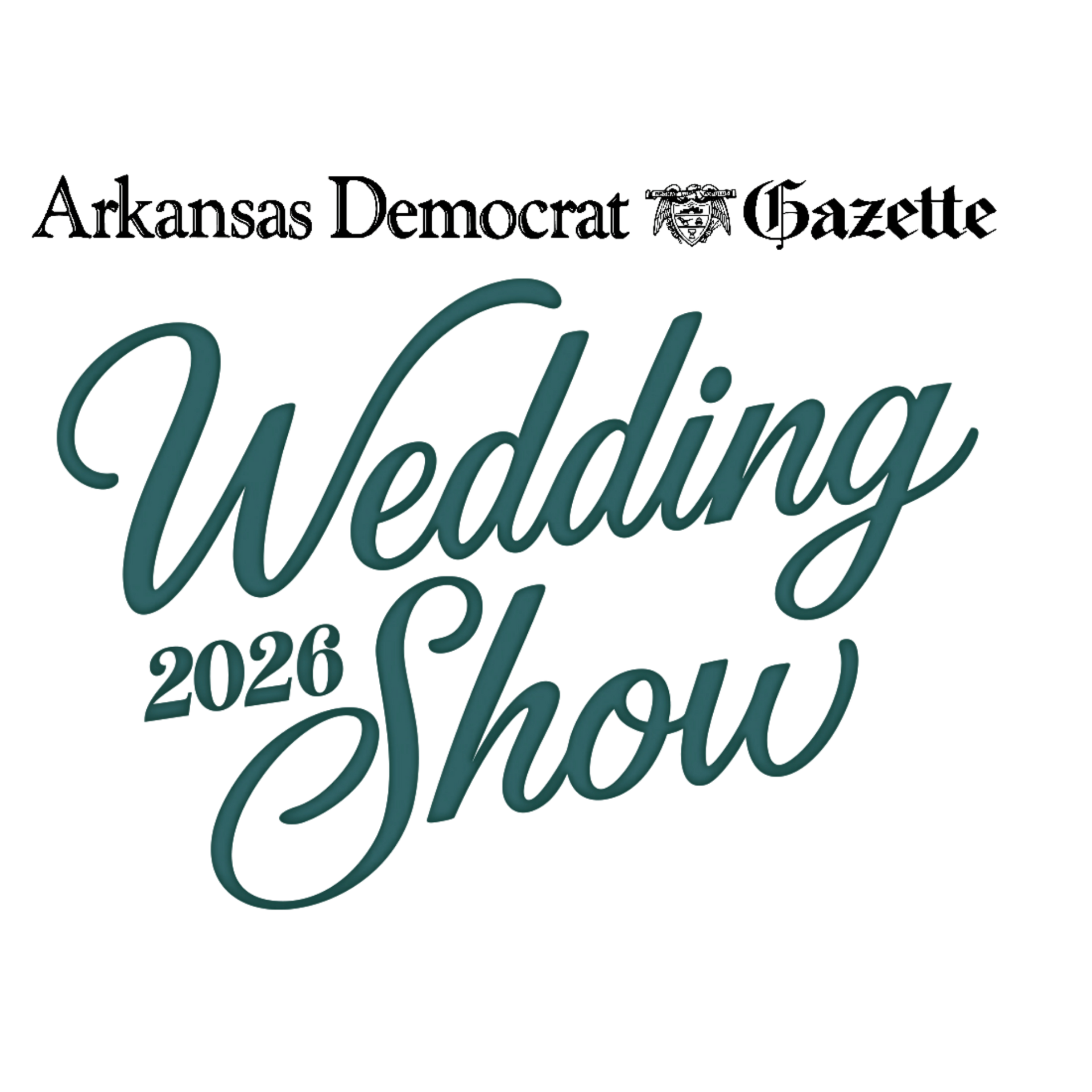 The Arkansas Democrat-Gazette Wedding Show 2026 logo in dark green text on a white background.