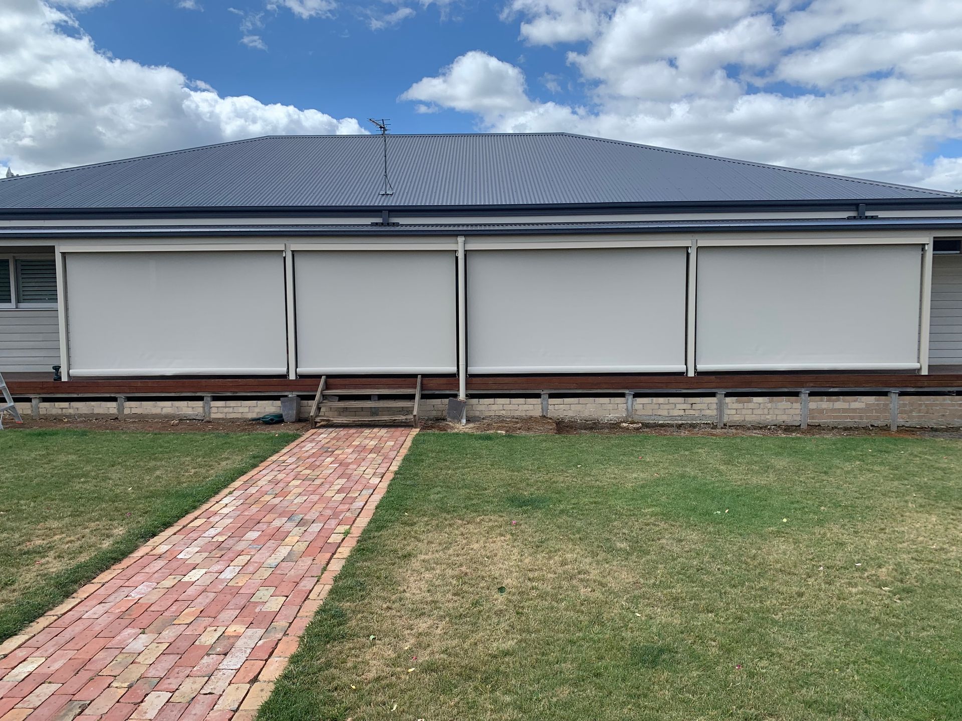 Front Of The House Covered With The Outdoor Blinds— Ballarat Blinds & Curtains In Wendouree, VIC