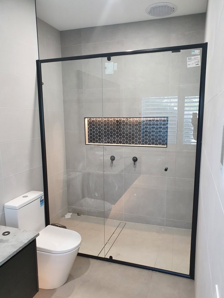 Modern Bathroom With Designer Matt Shower — Ballarat Blinds & Curtains In Wendouree, VIC