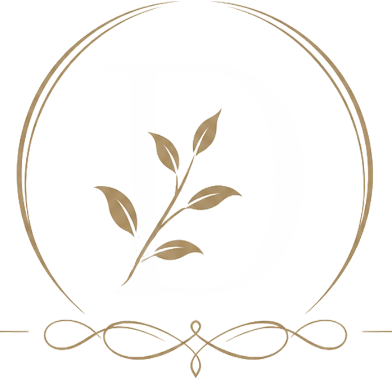 A gold laurel wreath on a white background.