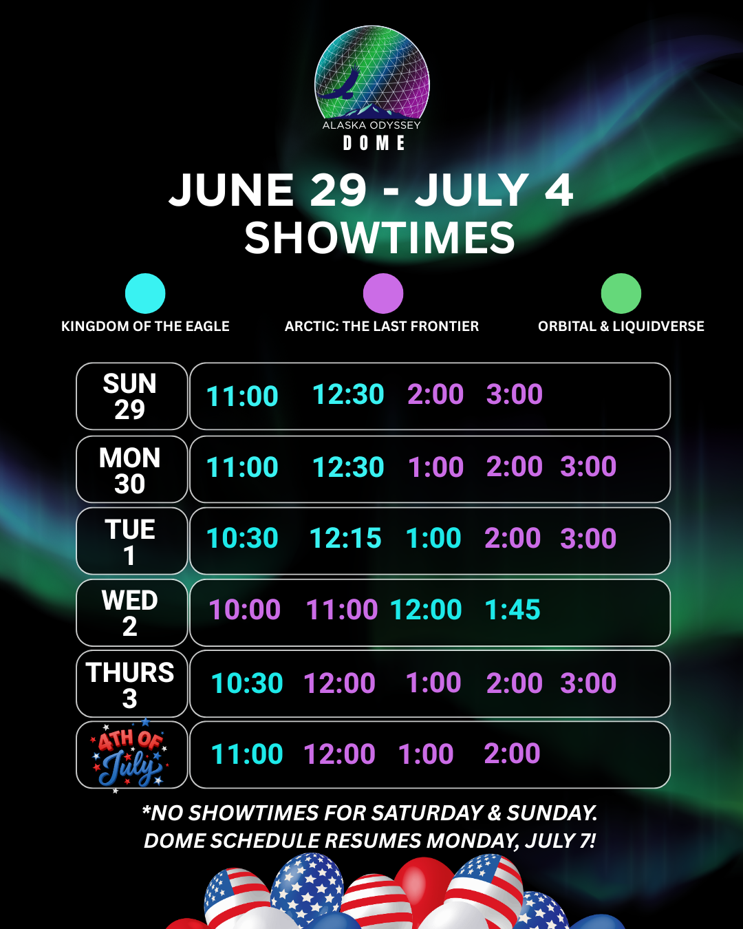 movie schedule for july