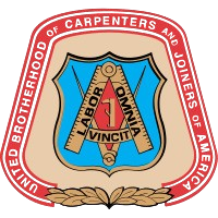 United Brotherhood of Carpenters and Joiners of America emblem with red border and central triangle symbol