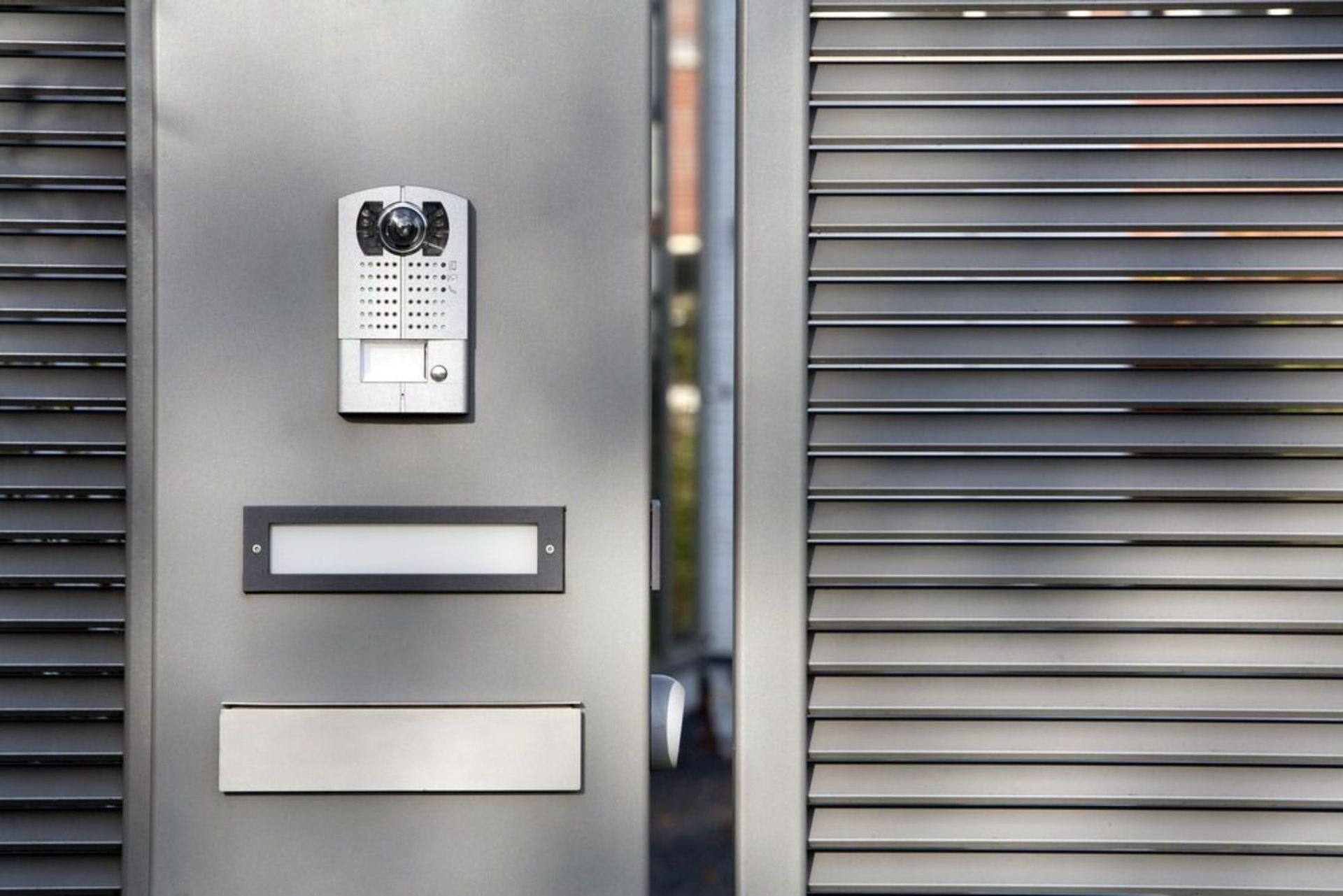 Grey Gate With Intercom, Illuminated Address Sign, and Mailbox — Gate-O-Matic in Garbutt, QLD