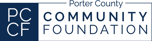 Porter County Community Foundation logo in navy blue on white background with “PCCF” initials.