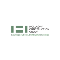 Holladay Construction Group logo with green icon and tagline “Creating Solutions...Building Relationships”