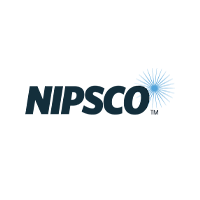 NIPSCO logo with dark blue text and a light blue starburst