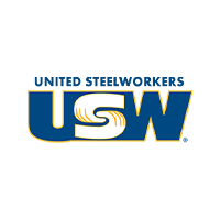 United Steelworkers USW logo in blue and gold with stylized white letters