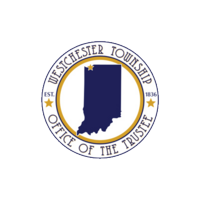 Westchester Township Office of the Trustee seal with Indiana outline in blue and gold