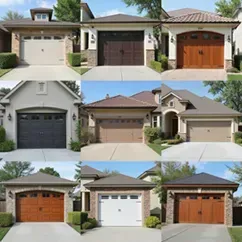 Nine garage doors collage.