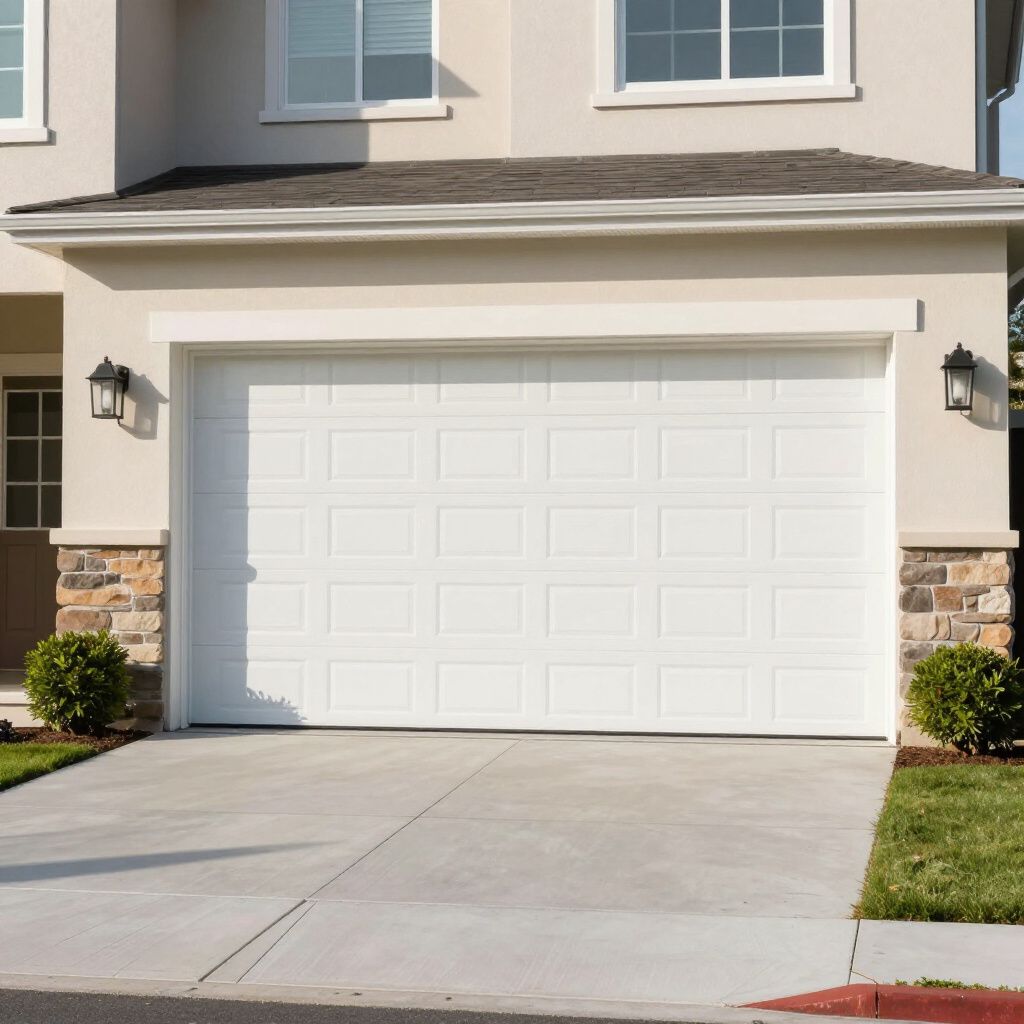 Single-car white steel garage door installation for a residential home in the East Arlington area.