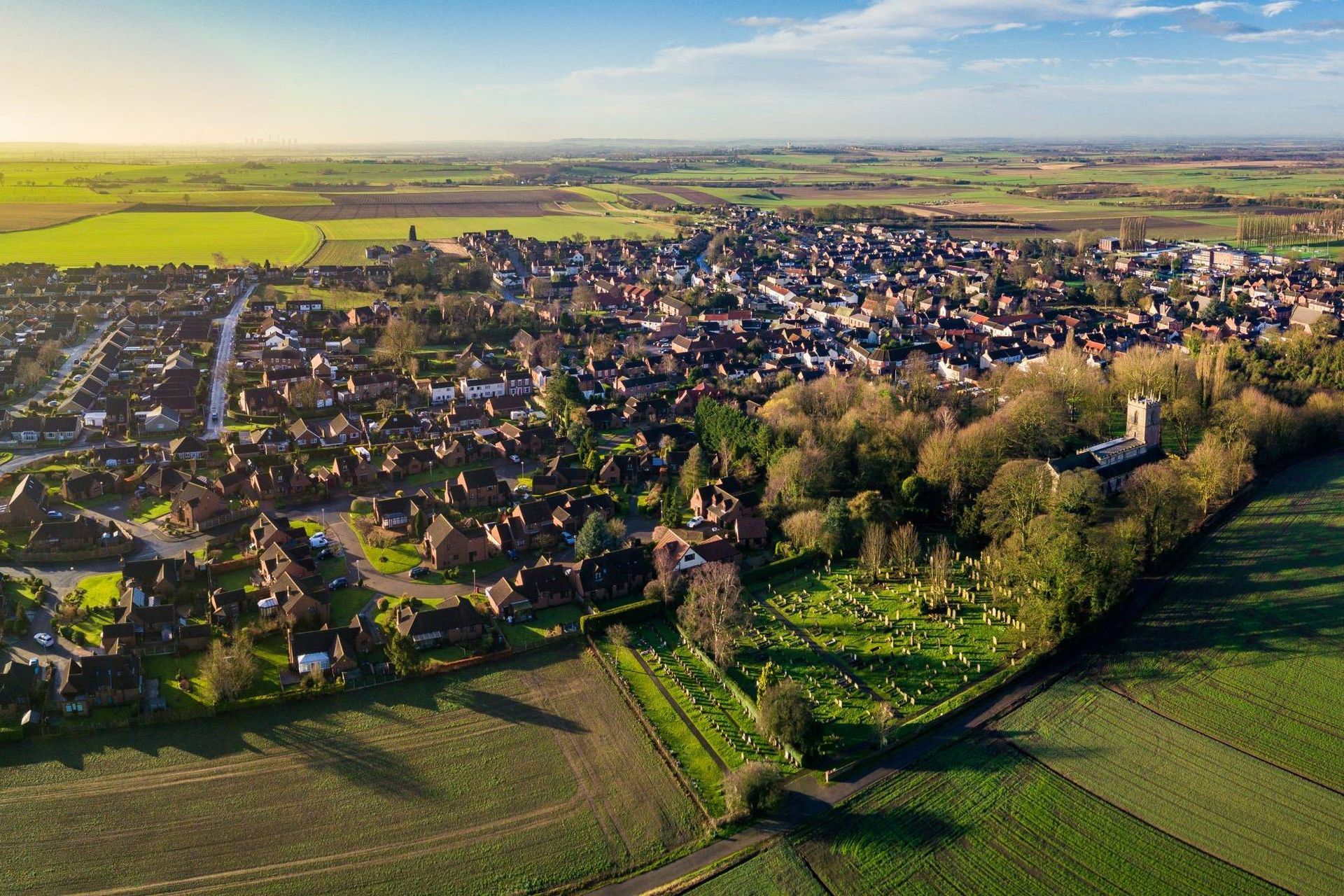 Residential housing development viewed from above