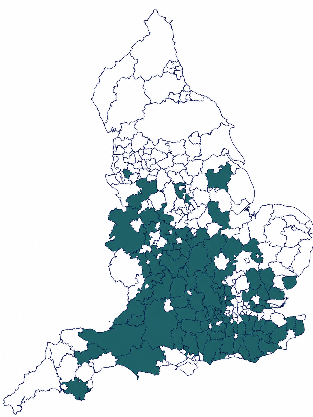Map of England showing Strategic Land / Greenfield Development projects and Nexus office hub locations