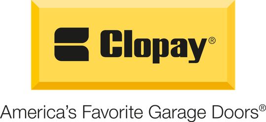 Clopay logo on a yellow plaque with the tagline “America’s Favorite Garage Doors”