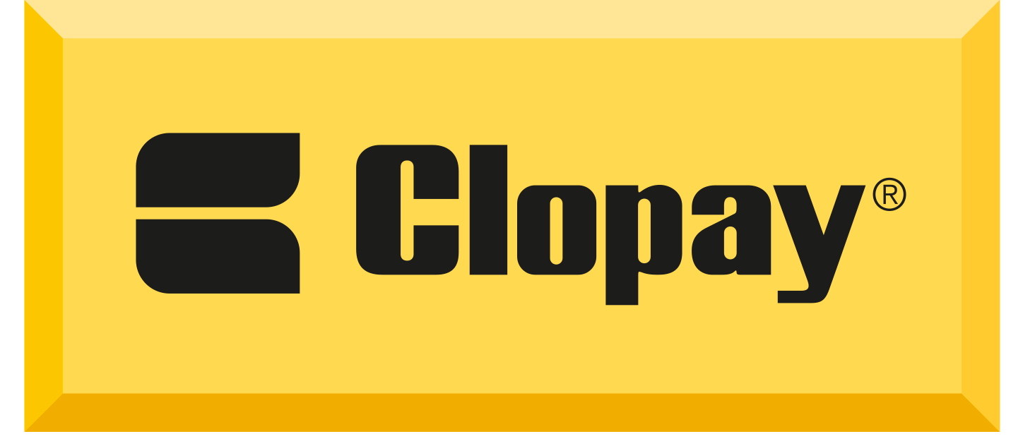 Clopay logo on a yellow background