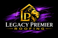 Gold lion head, house outline, and letters