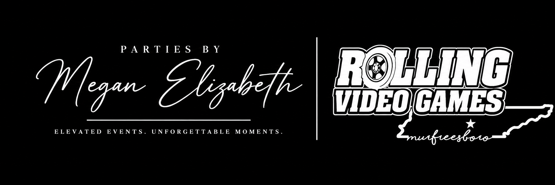 Parties by Megan Elizabeth and Rolling Video Games Murfreesboro logo — wedding entertainment and event services in Murfreesboro, TN