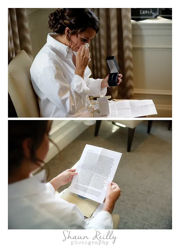 Person in white shirt examining a printed page beside a laptop at a desk; close-up of the page below.