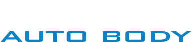 Blue “AUTO BODY” text logo on a white background