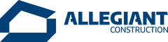 Allegiant Construction logo with a blue triangle over blue text.