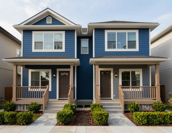 Well-kept rental duplex exterior for DSCR financing